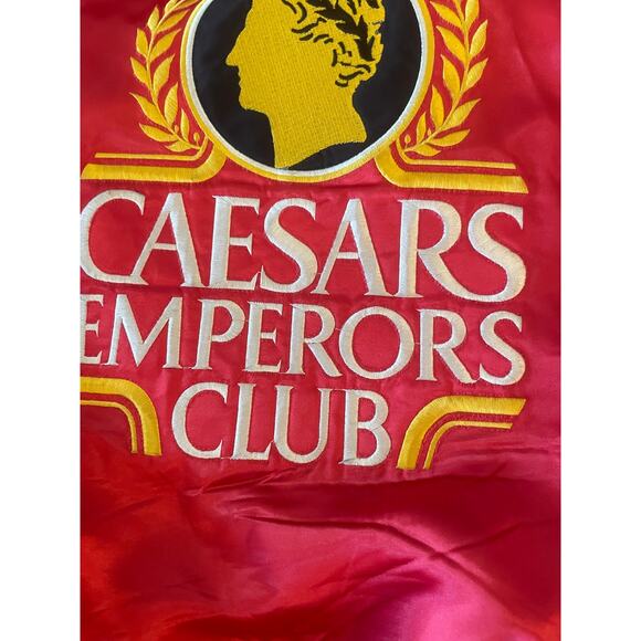 Vintage Caesars Atlantic City satin red jacket LARGE bomber made in USA vantage - Picture 9 of 16